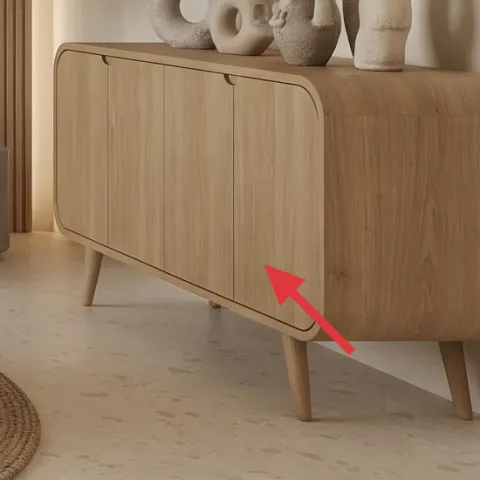 light wood credenza with low cabinet doors
