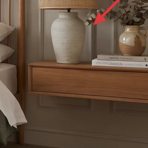 beige drum-shade table lamp