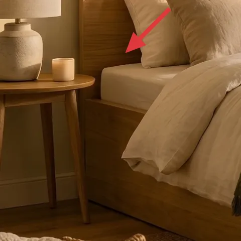 Table lamp on bedside table