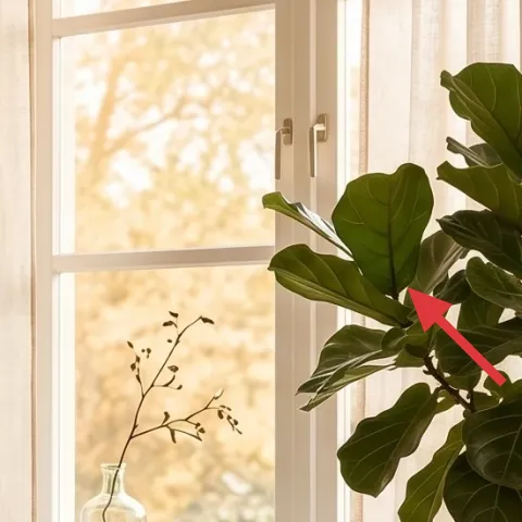 Tall potted plant with broad leaves