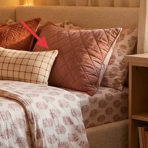 Rust orange quilted pillow