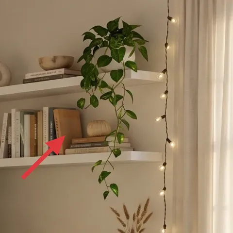 small potted plant on wall shelf