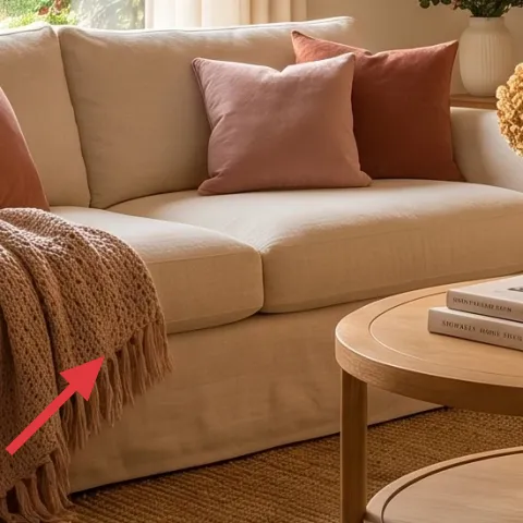 beige knit throw blanket