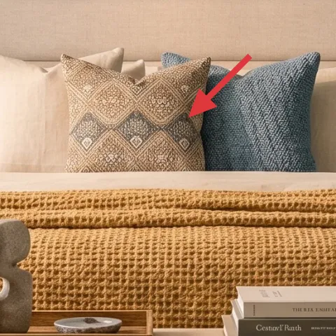 beige patterned throw pillow