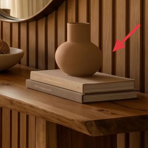 Terracotta plant pot on the console area