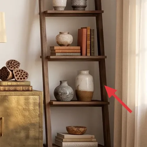 tall ladder-style bookshelf