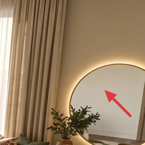 round wall mirror with warm backlight
