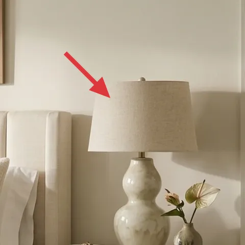 plug-in table lamp with cream fabric shade