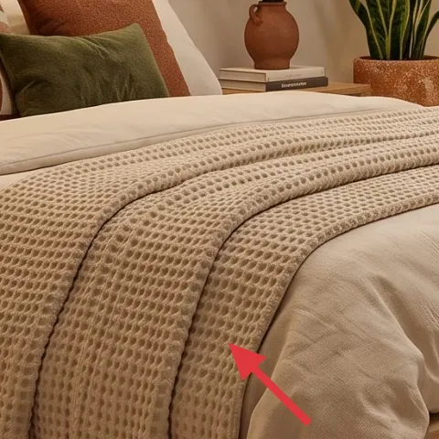 cream textured throw blanket