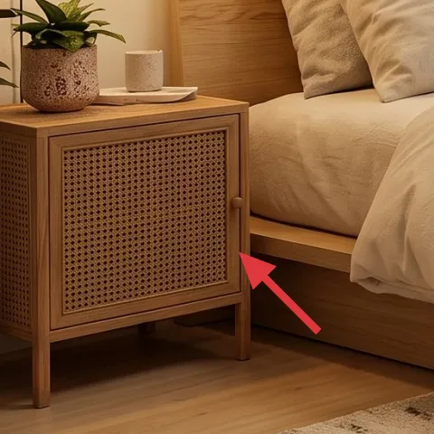bedside cabinet with woven door