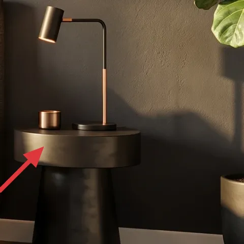 Candle on round side table