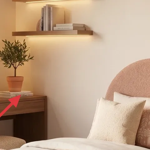 Ceramic vase cluster on bedside table