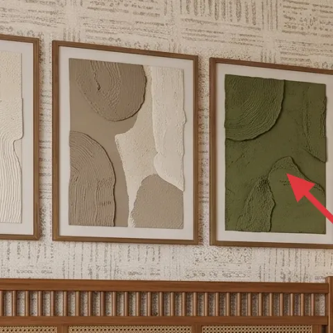 three framed abstract prints