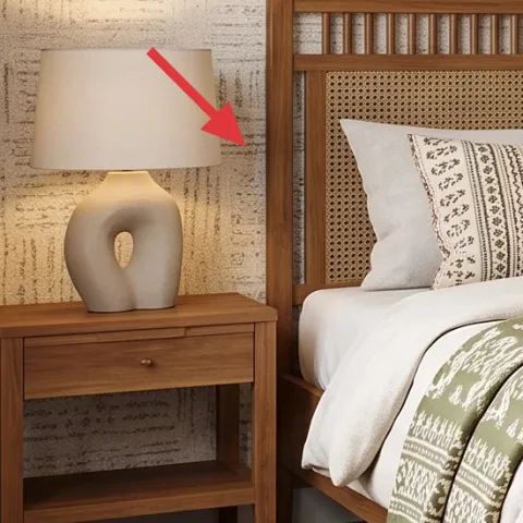 plug-in table lamp with white shade