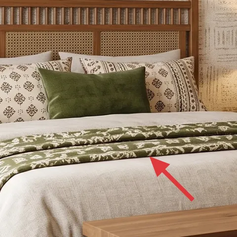 green patterned throw blanket