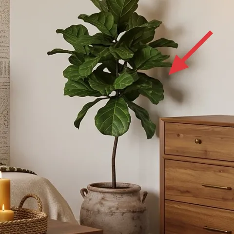 large indoor plant in terracotta-style pot
