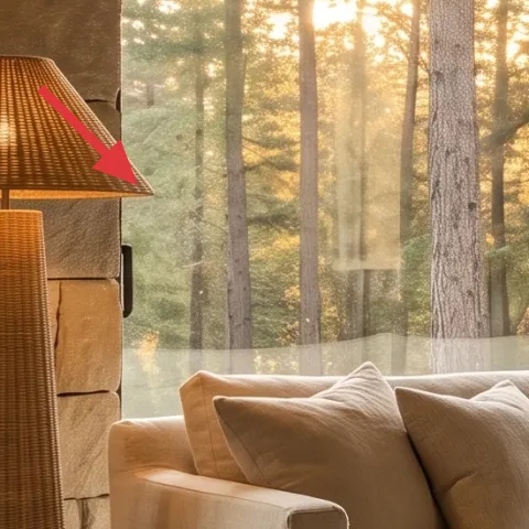 floor lamp with woven shade
