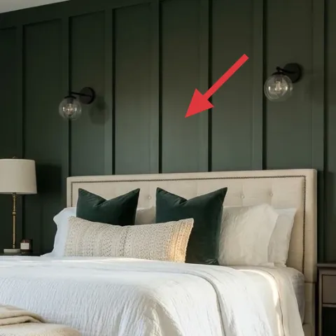 paint dark-green paneled accent wall