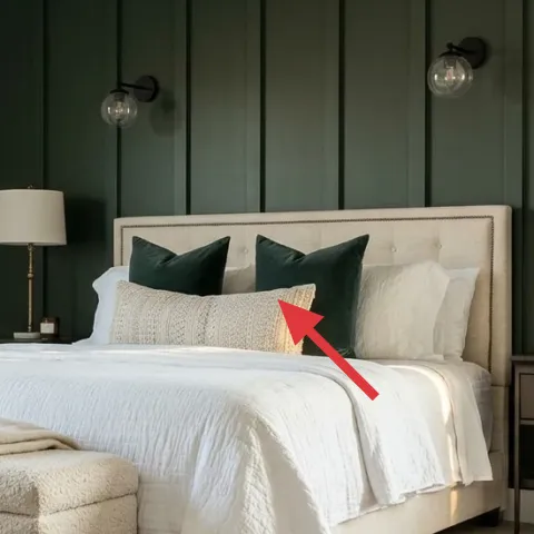 bed with upholstered headboard