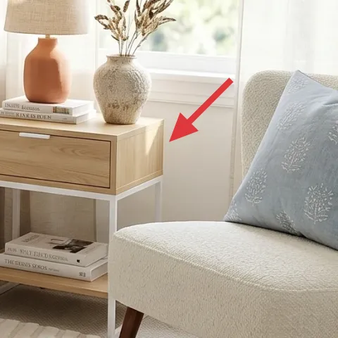 wood nightstand with drawer and lower shelf