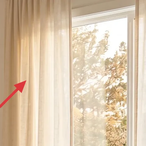 sheer beige curtain panels (pair)