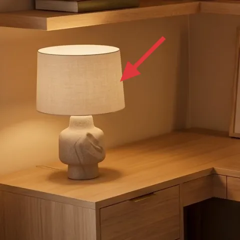 white table lamp with cream shade