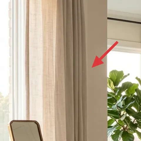 linen curtain panels in taupe/cream