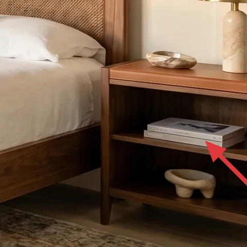 wood nightstand with open top surface