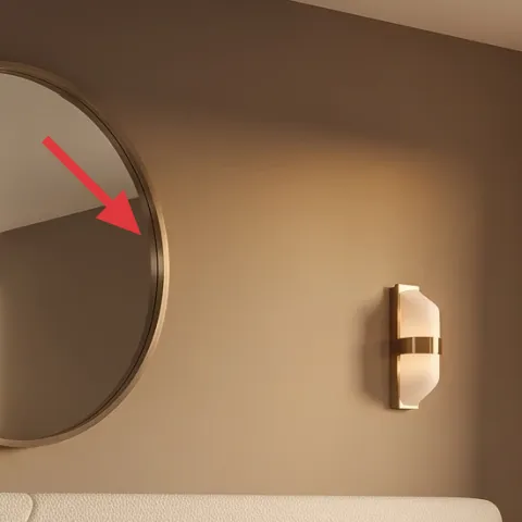round wall mirror (wood-framed)