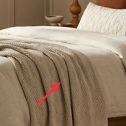 knit throw blanket in beige