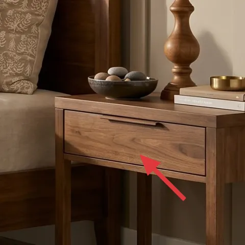wood side table (right) with drawer