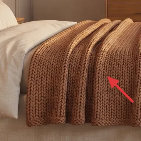 rust-brown knit throw blanket